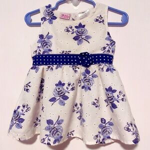 Charming Floral Kids Dress with Navy Accents